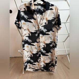 All Saints Black and Cream Mini Dress